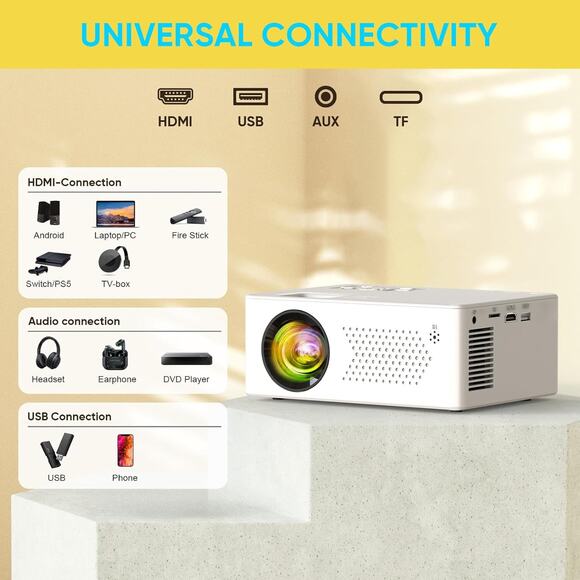 🔥Mini Bluetooth Portable Movie Projector Full HD 1080P Supported BNWT🔥 - Picture 6 of 9
